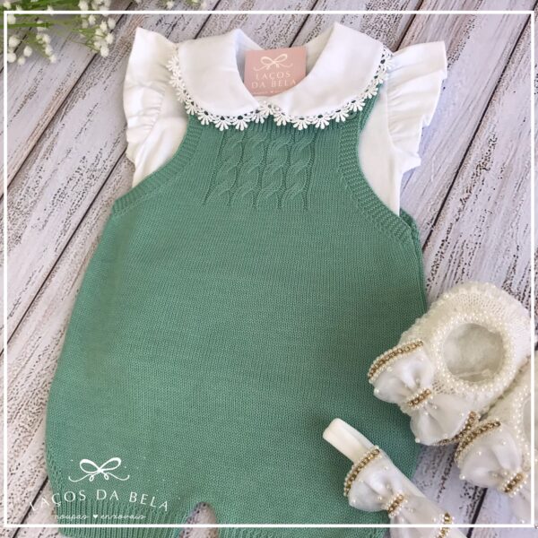 Romper em Tricot Verde com Body Guipir - Image 2