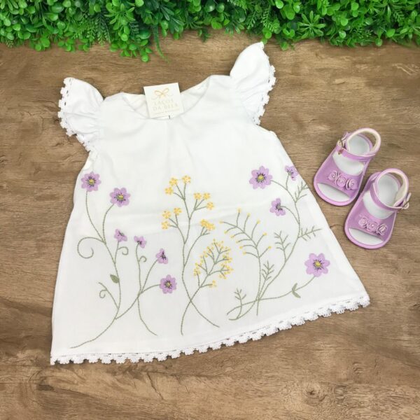 Vestido Trapézio Flores Lavanda