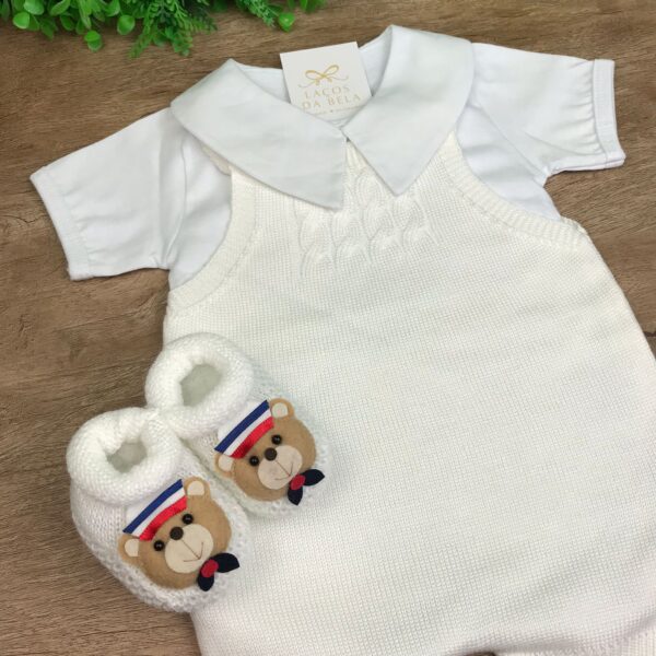 Romper em Tricot Branco com Body Manga Curta - Image 2