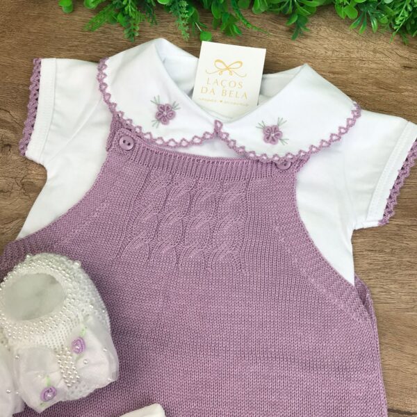 Romper em Tricot Lilás com Body Flor Única - Image 2