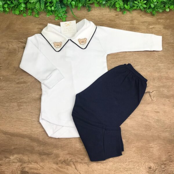 Conjunto Body Ursinho Com Calça (Azul Marinho)