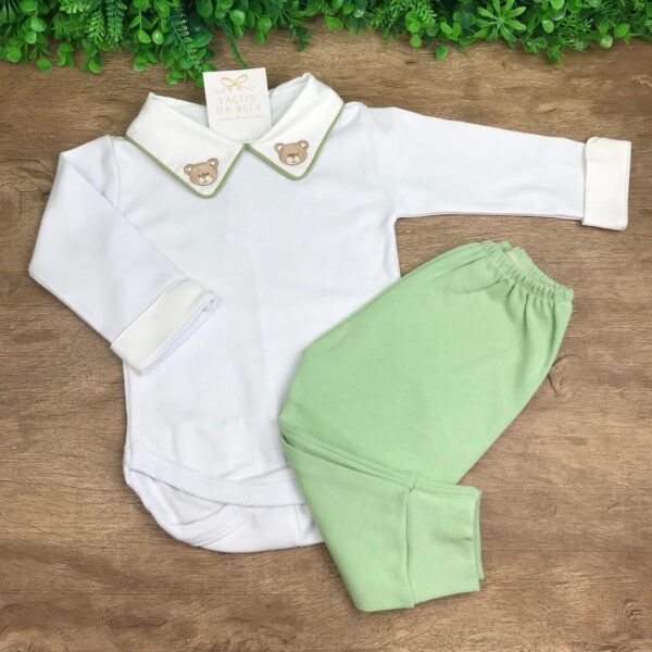 Conjunto Body Ursinho Com Calça (Verde)