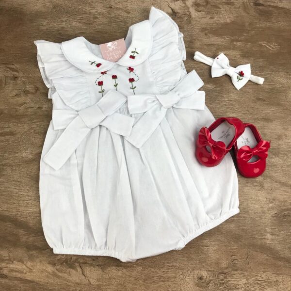 Romper Lacinhos Branco com Tiara