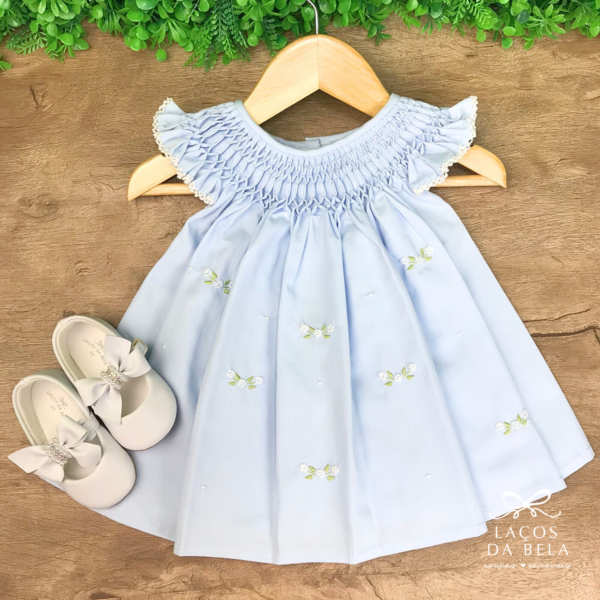 Vestido Casinha de Abelha Azul Bebê