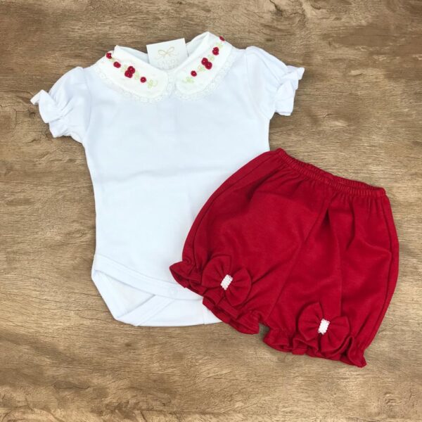 Conjunto Body Flores Rococó com Short Vermelho - Image 4