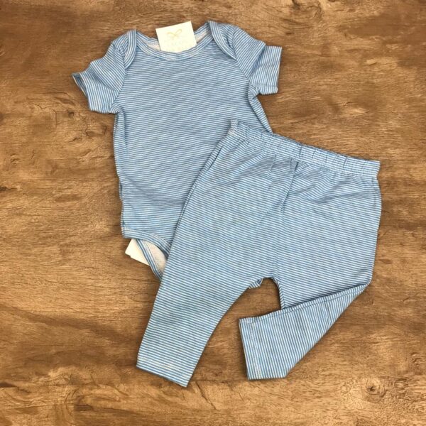 Conjunto de Body com Calça Azul Listrado