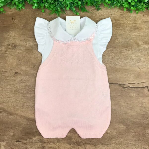 Romper em Tricot Rosa Bebê com Body Guipir - Image 4