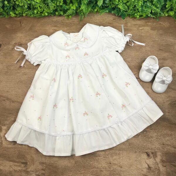 Vestido Maya (Branco com Bordado Rosa)