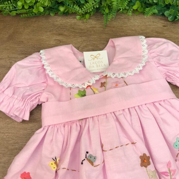 Vestido Mabel Rosa com Manga Princesa - Image 3