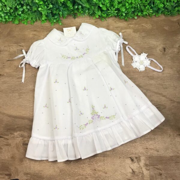 Vestido Maya (Branco com Bordado Lavanda)