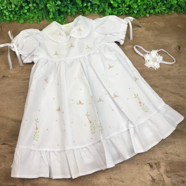 Vestido Maya (Branco com Bordado Rosa)