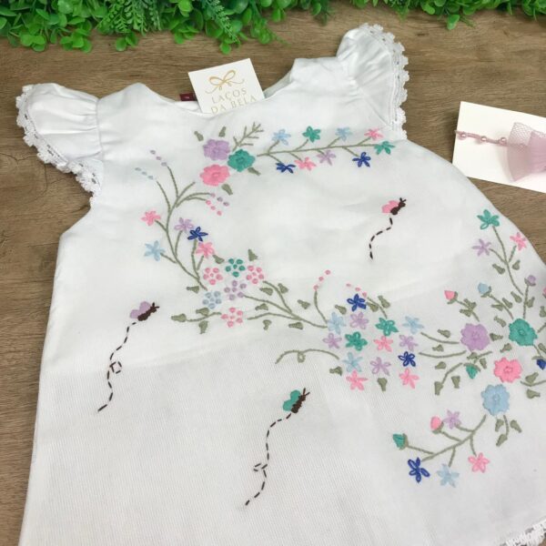 Vestido Trapézio Flores Branco - Image 2