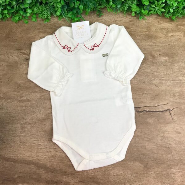 Body OffWhite em Algodão Lacinho Vermelho (Anjos Baby) - Image 2