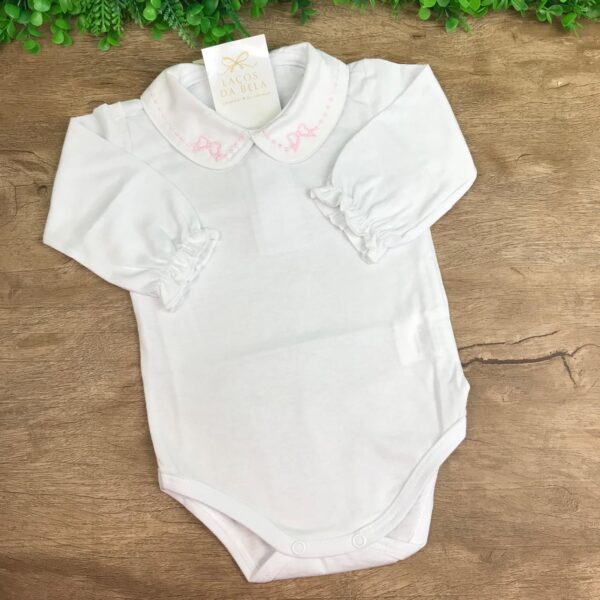 Body Branco em Algodão Lacinho Rosa (Anjos Baby) - Image 2