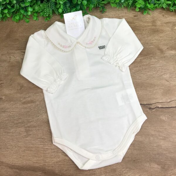 Body OffWhite em Algodão Gola Flores (Anjos Baby) - Image 2