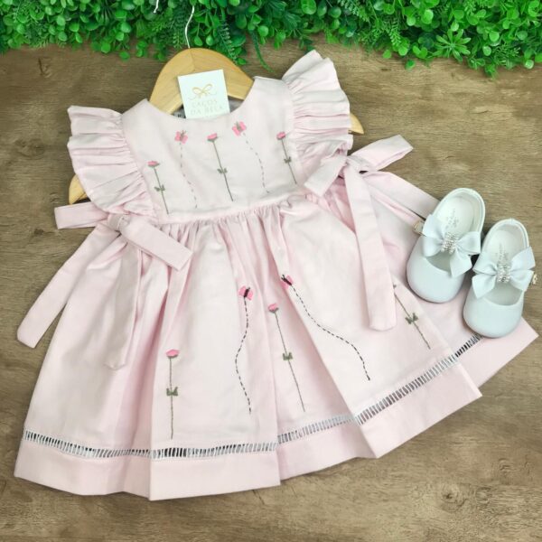 Vestido Jardim das Borboletas Rosa Bebê