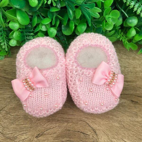 Sapatinho Ivy em Tricot - Rosa Bebê