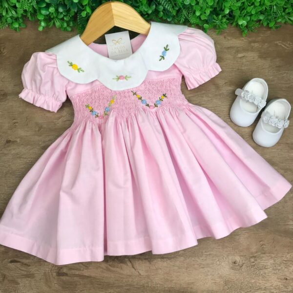 Vestido Charlotte Ponto Smock Rosa