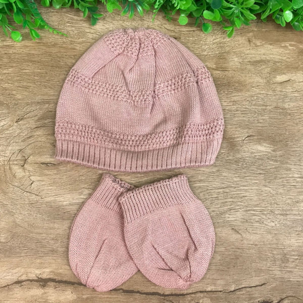 Conjunto Touca e Luva Essentials - Rosa Chá