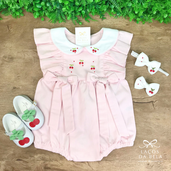 Romper Bordado Cerejinha – Rosa