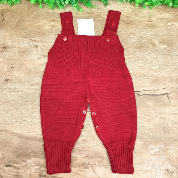 Salopete em Tricot Avulso com Pé Reversível Unissex – Vermelho Bordô - Image 3