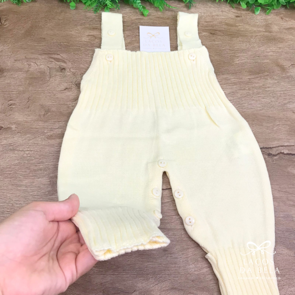 Salopete em Tricot Avulso com Pé Reversível Unissex – Amarelo Bebê - Image 2