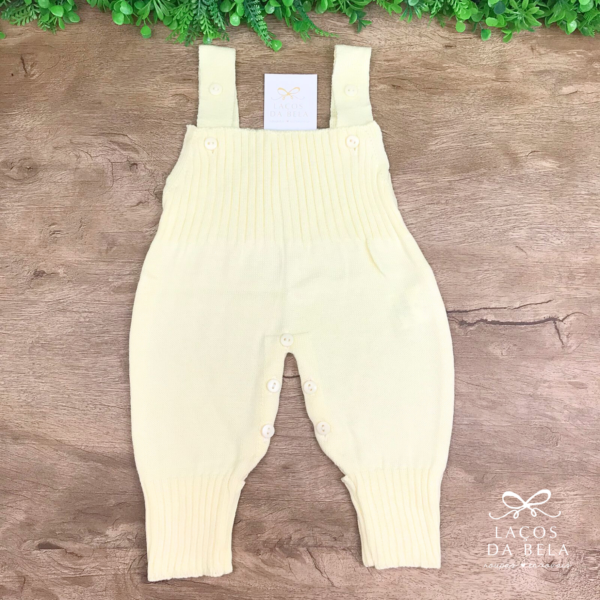 Salopete em Tricot Avulso com Pé Reversível Unissex – Amarelo Bebê - Image 3