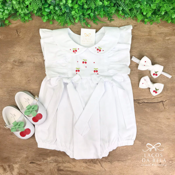 Romper Bordado Cerejinha - Branco