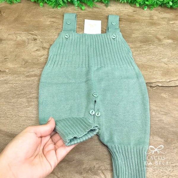 Salopete em Tricot Avulso com Pé Reversível Unissex – Verde Maré - Image 2