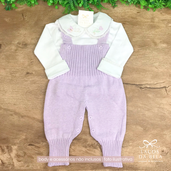 Salopete em Tricot Avulso com Pé Reversível – Lavanda