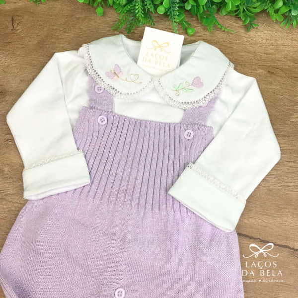 Salopete em Tricot Avulso com Pé Reversível – Lavanda - Image 4