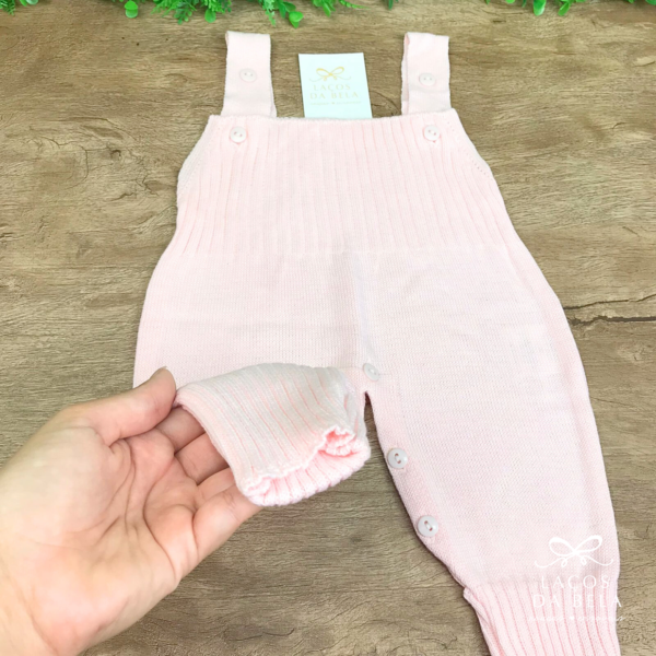 Salopete em Tricot Avulso com Pé Reversível - Rosa Bebê - Image 2