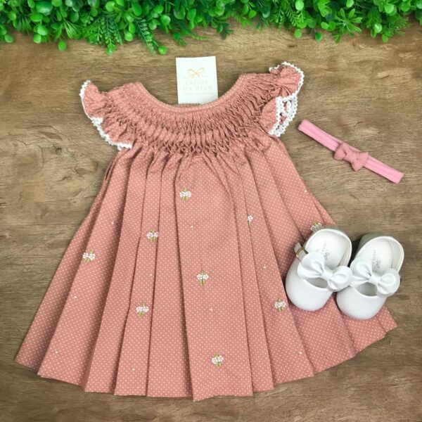 Vestido Casinha de Abelha Rosê Poá