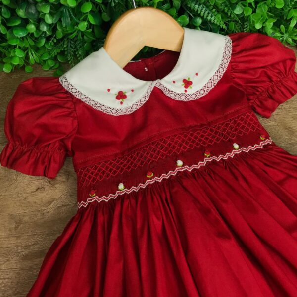 Vestido Charlotte Festas Ponto Smock Vermelho - Image 3