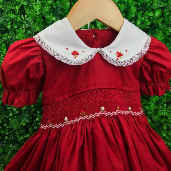 Vestido Charlotte Festas Ponto Smock Vermelho