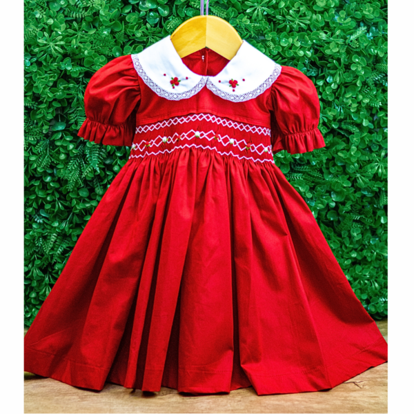 Vestido Charlotte Ponto Smock Vermelho