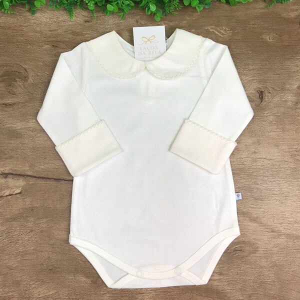 Body OffWhite Feminino Gola Picueta e Vira Punho com Personalização Manual - Image 3