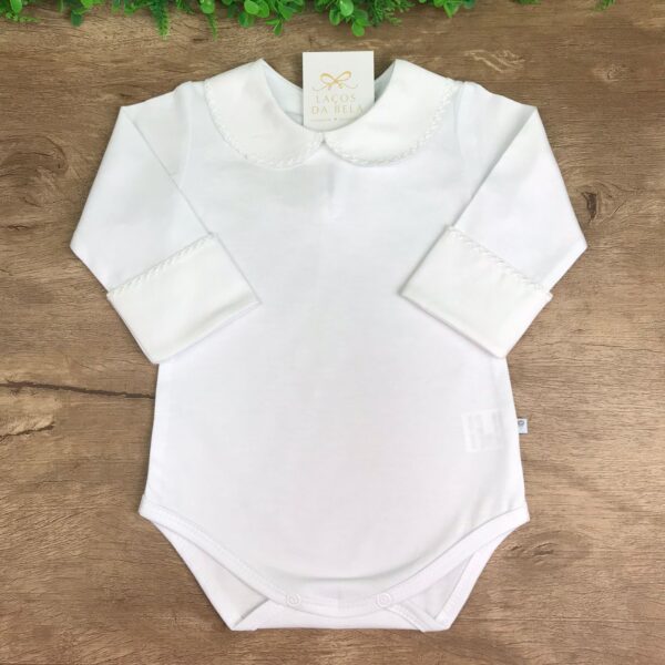 Body Branco Feminino Gola Picueta e Vira Punho com Personalização Manual - Image 2